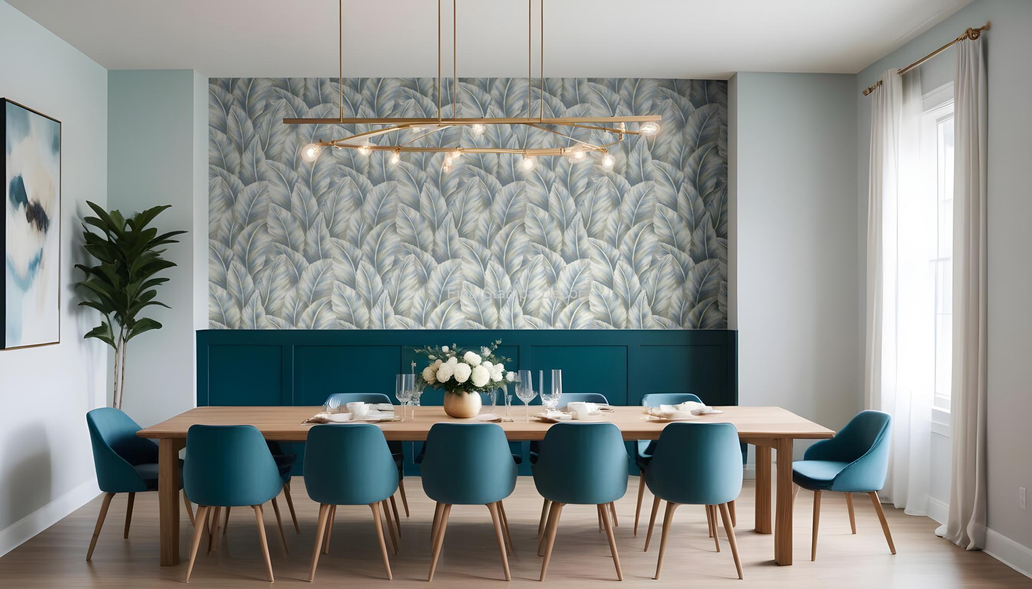 Papel de Parede Folhas Azuladas - Imagem 2