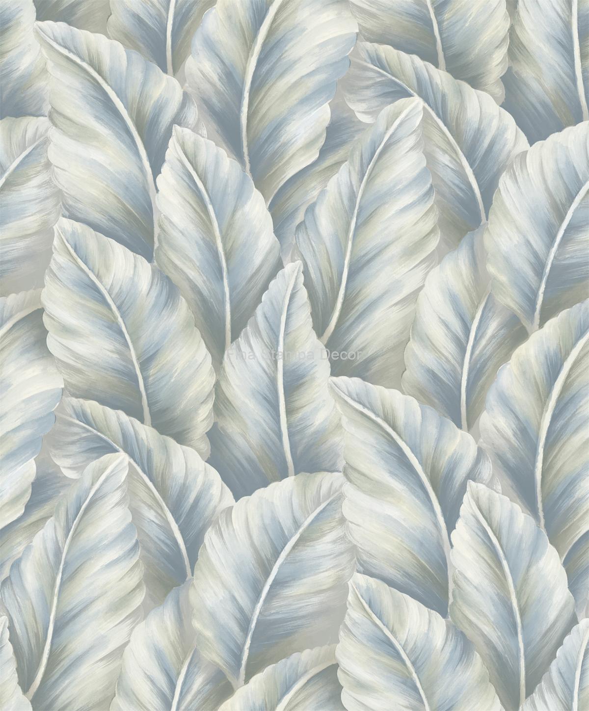 papel de parede folhas azuladas