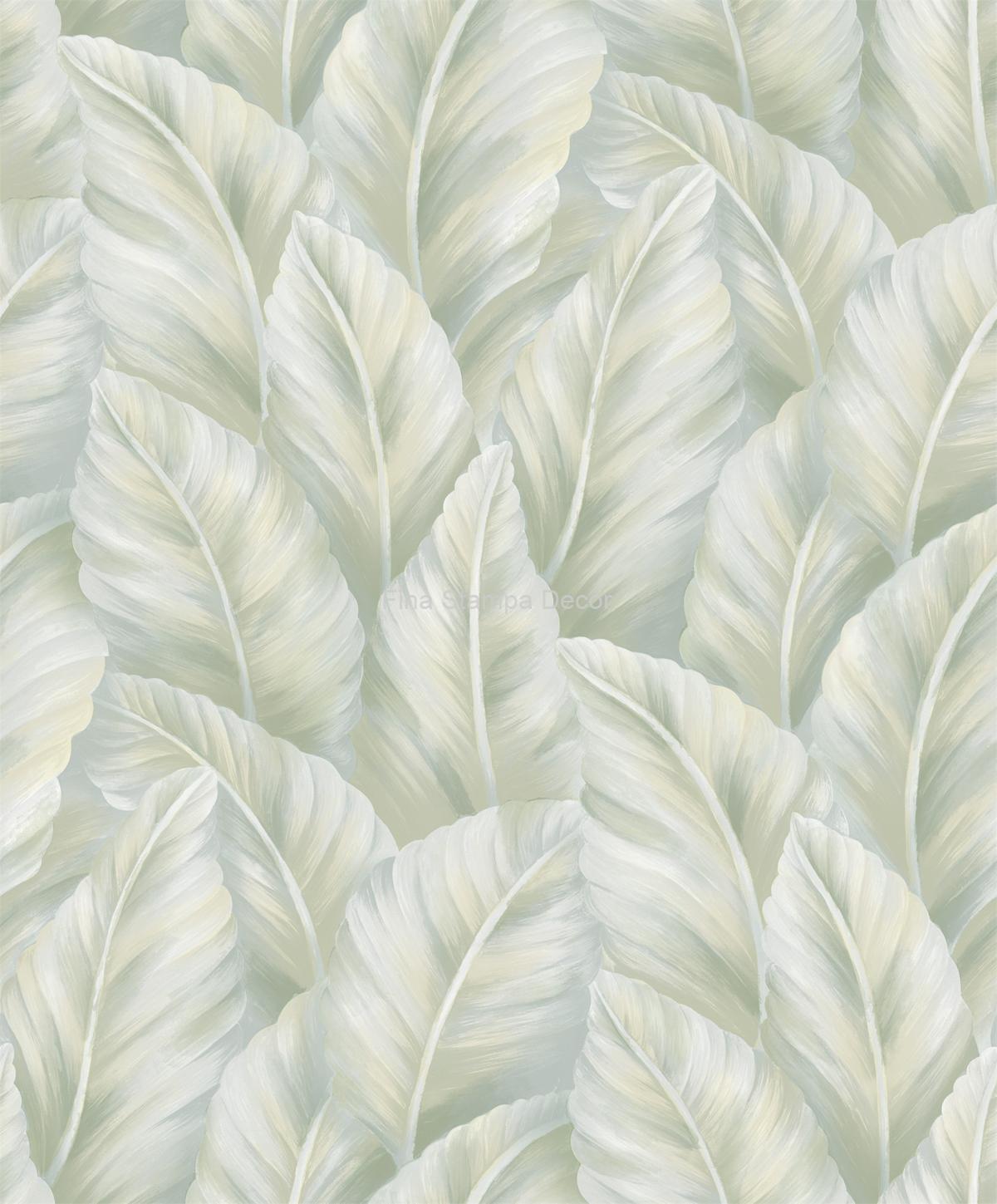 papel de parede folhas esverdeadas