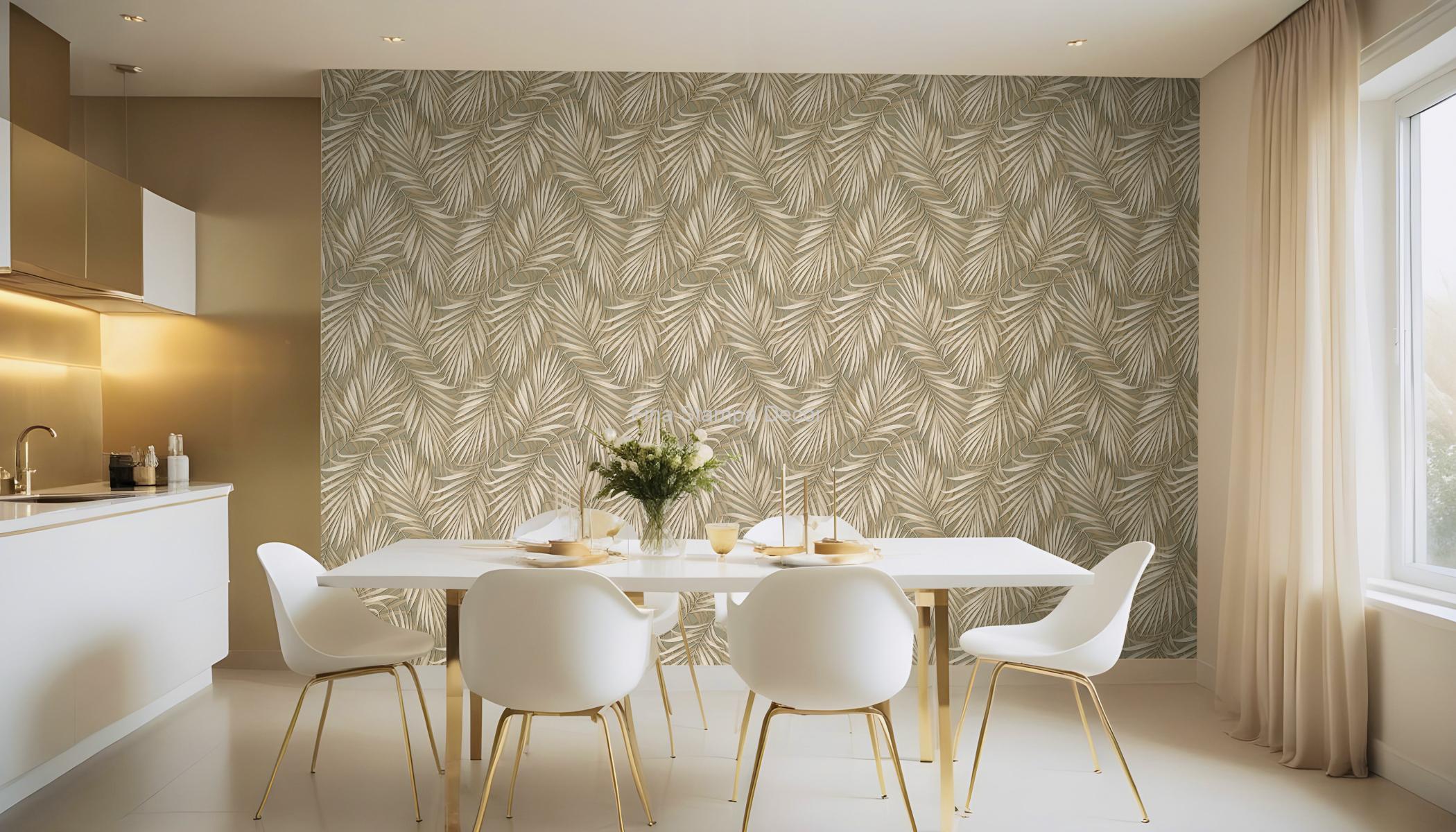 Papel de Parede Bege Folhagem - Imagem 2