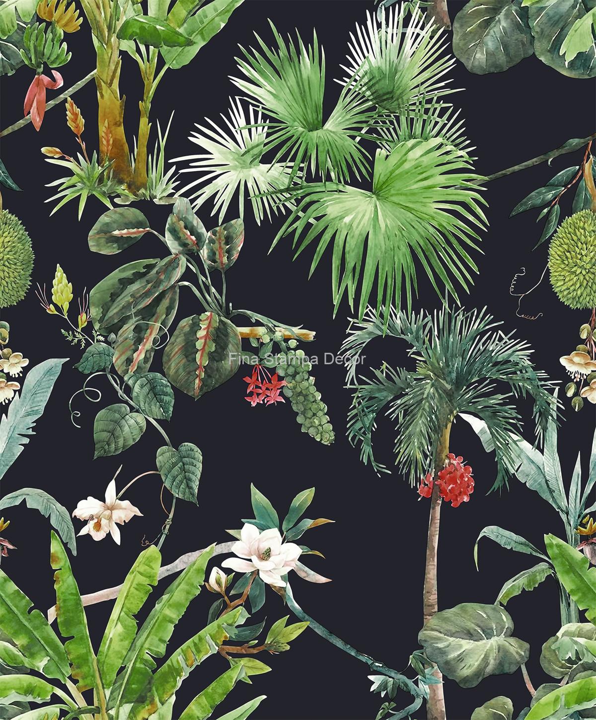 papel de parede preto botânica