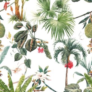 Papel de Parede Branco Botânica