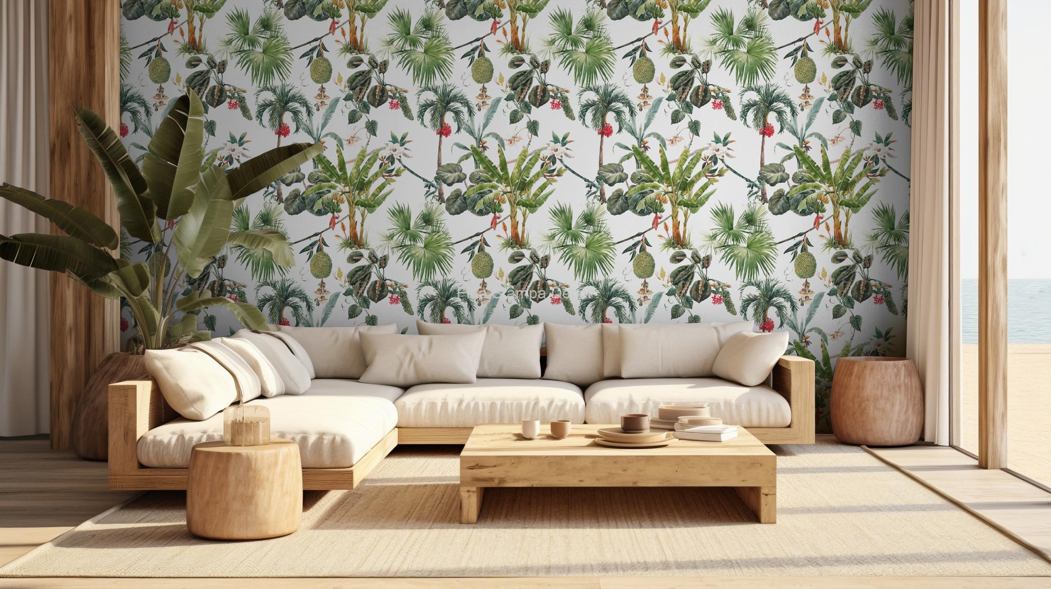 Papel de Parede Branco Botânica - Imagem 2