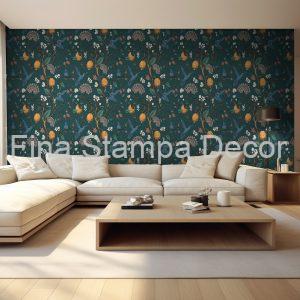 Papel de Parede Verde Pássaros