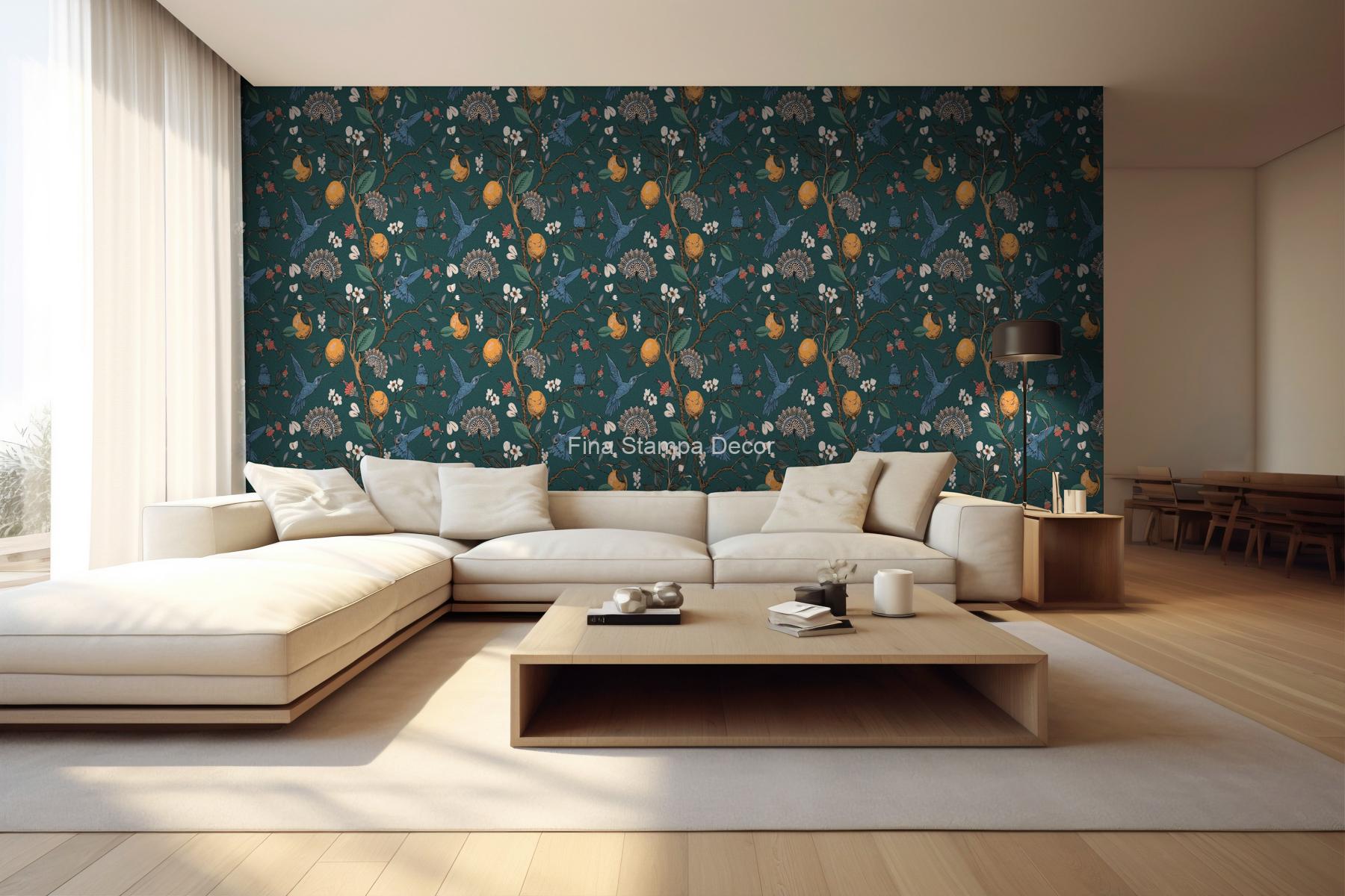 Papel de Parede Verde Pássaros - Imagem 2