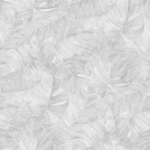 Papel de Parede Folhas cinza