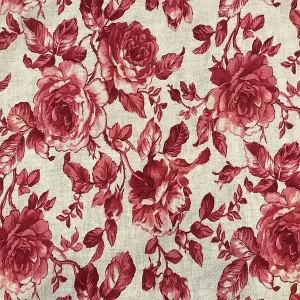 Tecido Linho Rosas vermelhas