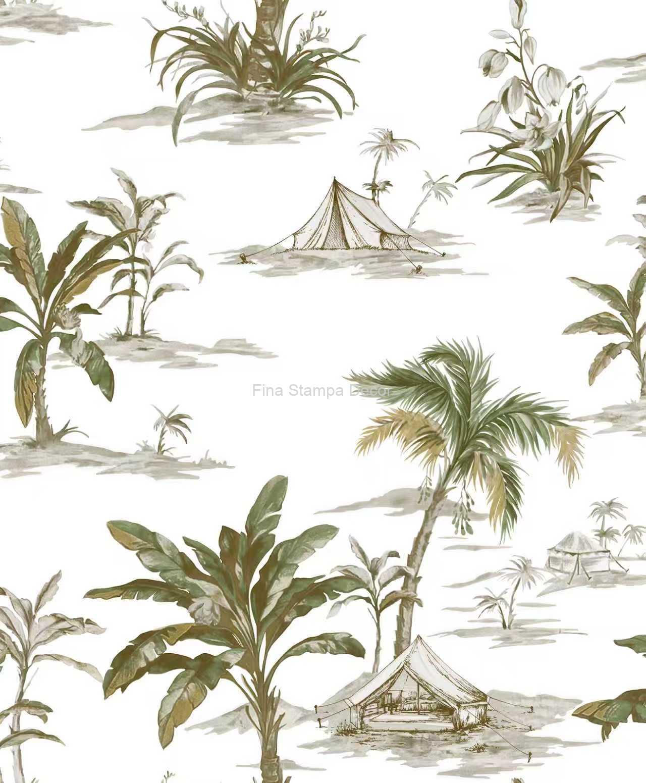 papel de parede estampa coqueiros
