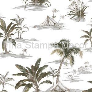 Papel de Parede Branco Coqueiros