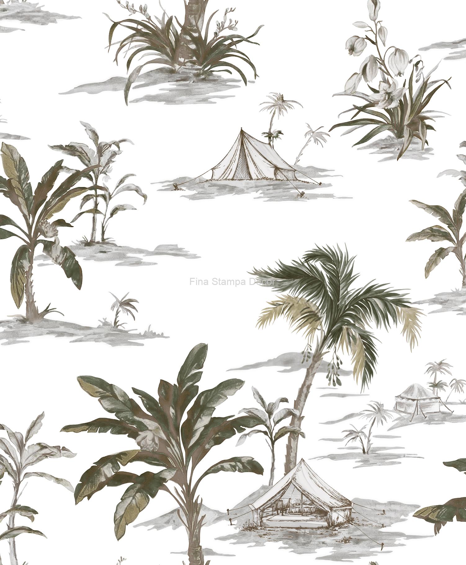 papel de parede branco coqueiros