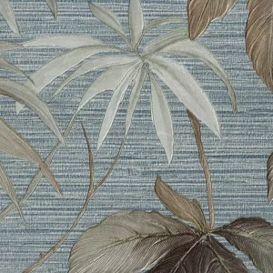 Papel de Parede Azul Folhagem