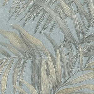 Papel de Parede Azul Folhas